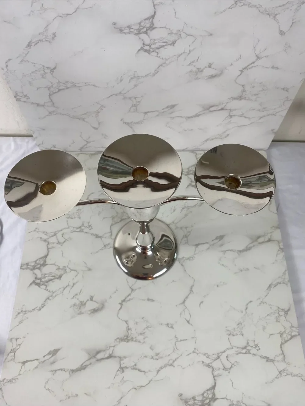 Pottery Barn Silver 3-Arm Metal Maxfeild Hotel Candelabra Silver Plated